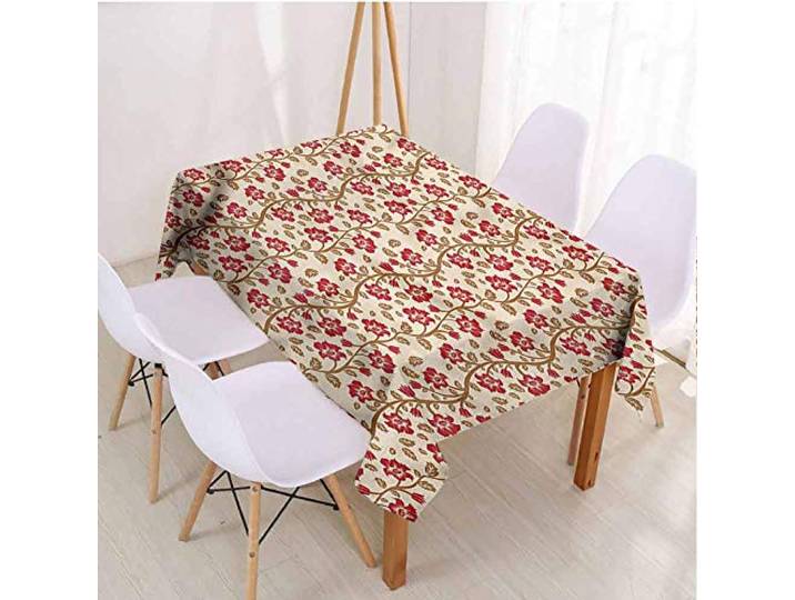 VICWOWONE Rechteckige Tischdecke im Vintage-Stil, einzigartiges Design, romantisches Blumen-Design, rechteckig, 101,6 x 152,4 cm