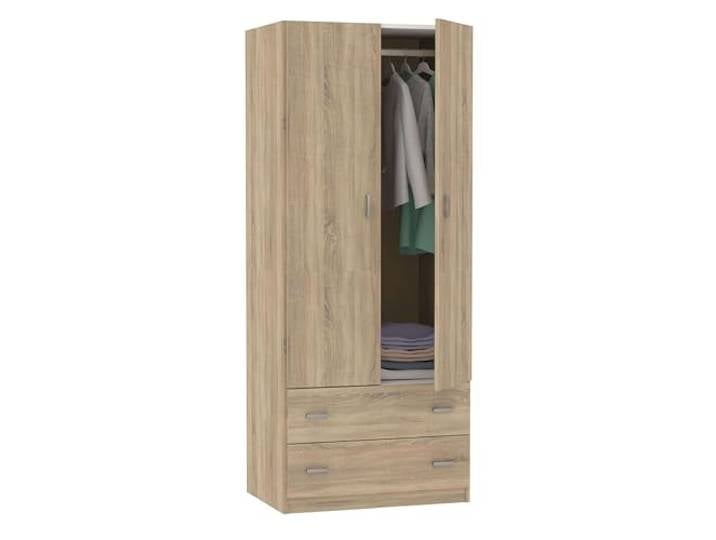 Muebles Pitarch Schlafzimmerschrank 2 Türen 2 Schubladen, Cambrian-Eiche, 180x74x50 cm (Höhe x Breite x Tiefe), Modernes Beistellmöbel, Tibet Kollektion