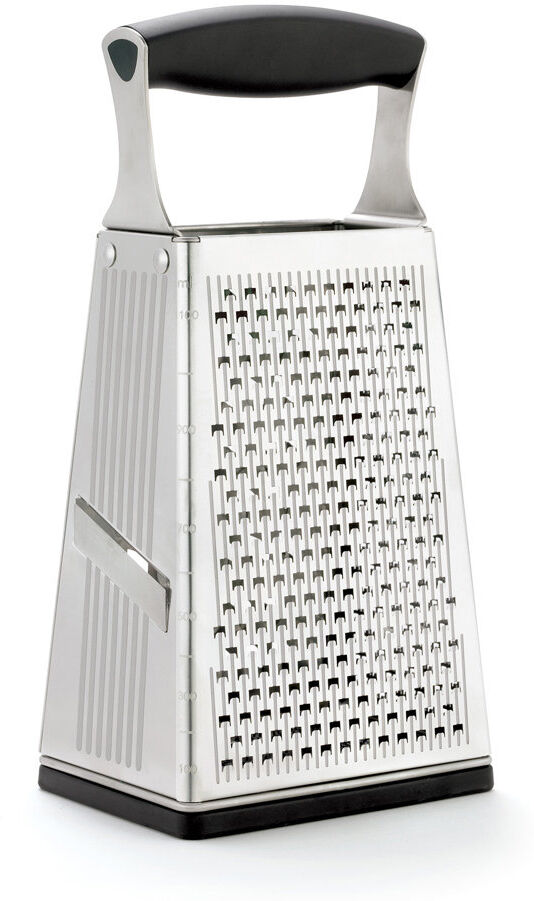 Cuisipro 4-Sided Box Grater, Sharp Stainless Steel, Non-Slip, Rust Resistant Silver 24.5cm H X 12cm W X 9cm D