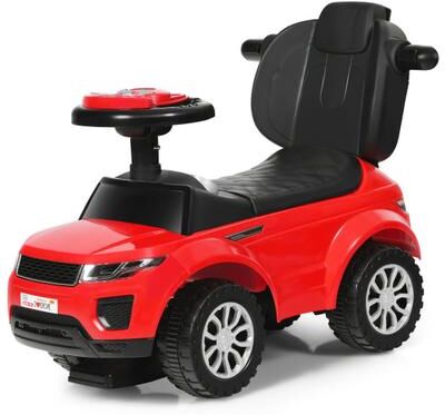 Costway 3 In 1 Ride on Push Car Toddler Stroller Sliding Car with Music-Red