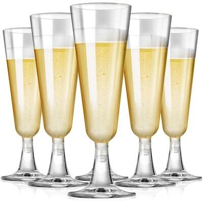 Uplifted Finds Disposable Plastic Champagne Flute Cups Set Of 5 transparent