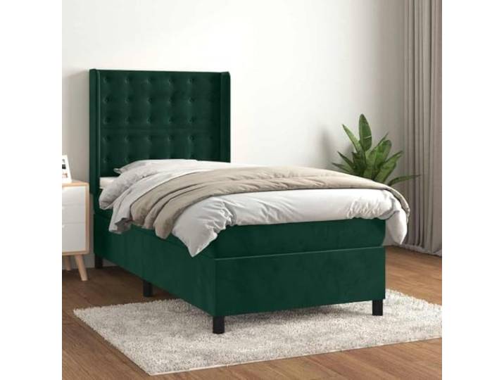 RJPLMFV Lattenrost, Dunkelgrün, 100 x 200 cm Weicher Velours, verstellbarer Kopf, Taschenfedern, mittlere Unterstützung