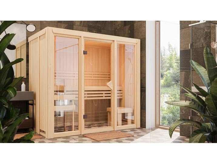 Sauna KARIBU Alani 2 , braun (natur), (ohne Ofen), Saunen, Sauna