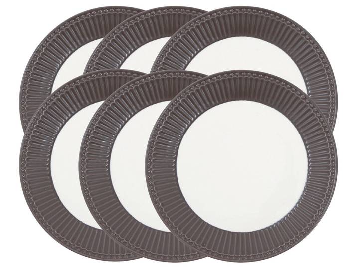 Greengate Geschirr-Set Alice Frühstücksteller dark chocolate 23 cm Set6, Steinzeug