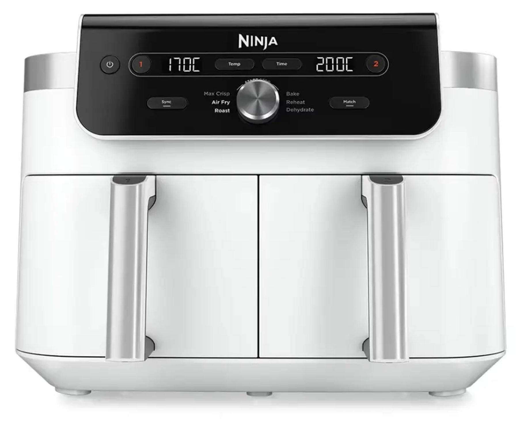 Heißluftfritteuse Ninja DualZone DZ901EUWH, 2470 W, 9,5 l, 2 Körbe, Weiß