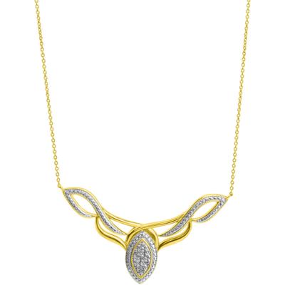 Kette mit Anhänger FIRETTI "Schmuck Geschenk Silber 925 Halsschmuck Halskette Statement Navette", silber (gelbgoldfarben, silberfarben), Halsketten, Damen, 0,02, Diamanten Silber 925 (Sterlingsilber), L: 45 B: 1,1mm, Diamanten, Silber 925...