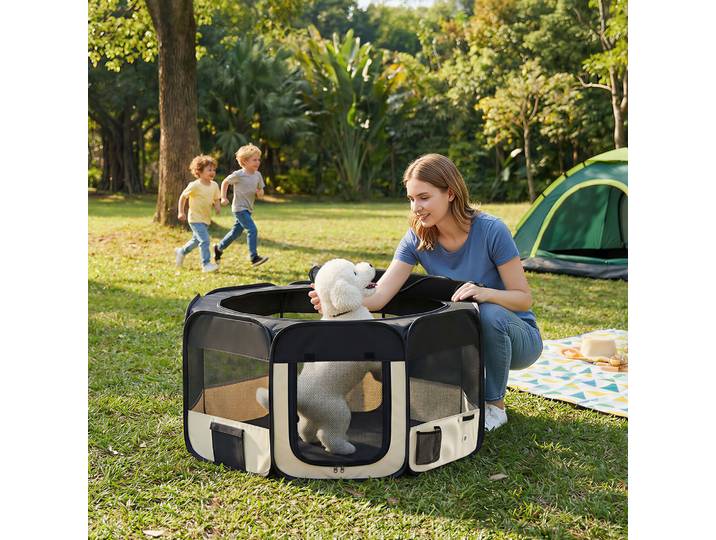 PawHut Parc Pliable Portable Ø90x41cm Tissu Imperméable Noir