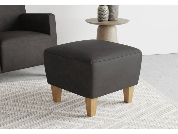 Polsterhocker, 56x46 cm, Luxus-Microfaser, Anthrazit, Gepolstert, Modern, SIT & MORE