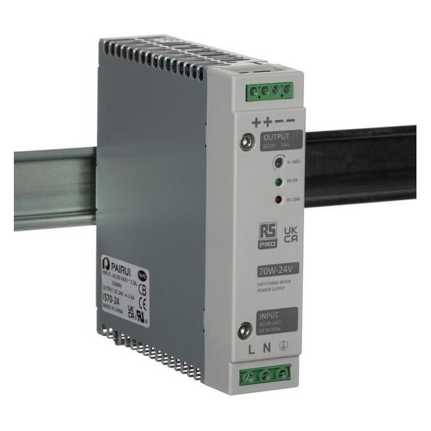 RS PRO Din Rail Power Supply, 70W, 24V Output (1368315)