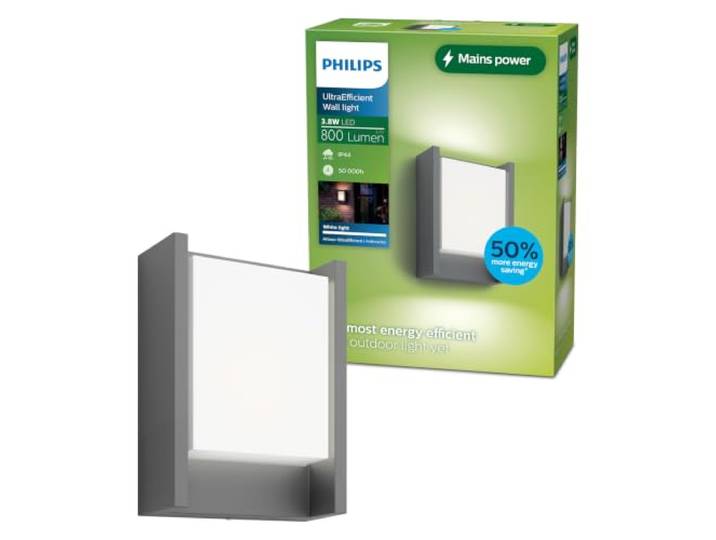 PHILIPS Arbour LED Outdoor ultra effiziente Wandleuchte, 1-flammig, wetterfeste Außenleuchte mit neutralweißem Licht, energiesparende LED Beleuchtung, anthrazit, Einzelpack