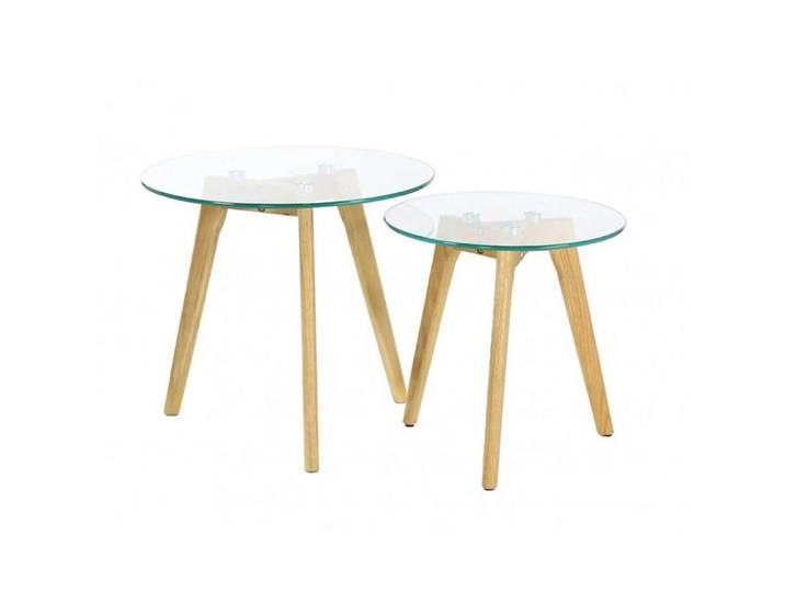 GLASS - Lot de 2 Tables Gigognes Rondes Verre Trempé