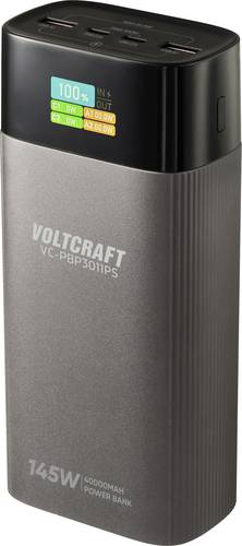 VOLTCRAFT VC-PBP3011PS Powerbank 40000 mAh USB PD 3.0 LiPo Silber (matt) Statusanzeige