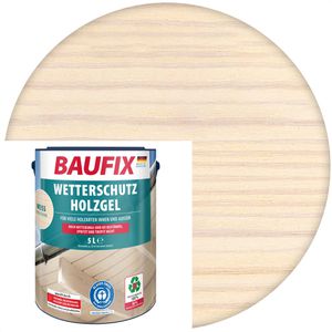 Baufix Holzlasur Wetterschutz-Holzgel, 5,0l, innen & außen, wetterfest, weiß