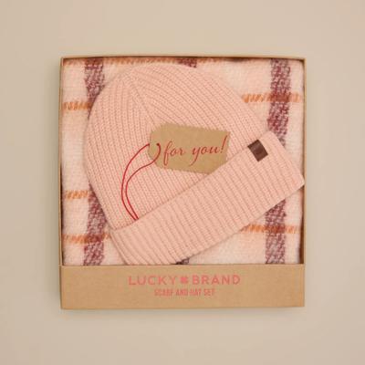Lucky Brand Scarf And Hat Box Set - Women's Accessories Hat in Light Pink, Size OneSize
