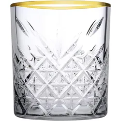 Pasabahce Satz von 4 Gläsern Timeless Goldrand Glas, Transparent, Cl 34,5