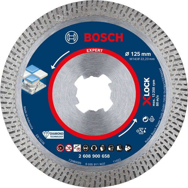 Bosch EXPERT HardCeramic X-LOCK Diamanttrennscheiben, 125 x 22.23 x 1.4 x 10 mm 2608900658
