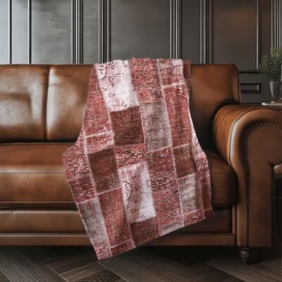 Addison Rugs Premium Machine Washable Vintage Patchwork Sherpa Throw Blanket