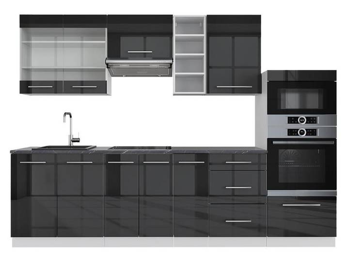 Cuisine Vicco Fame-Line Anthracite brillant/blanc 280cm sans PT\, Model 36418