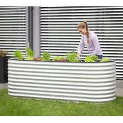 Westmann Grow Faster M | Metall Hochbeet aus Wellblech | Silber - Silber