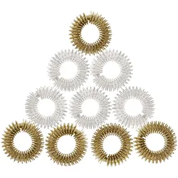 Akupressurringe 10er Set Gold/Silber - Fingermassage für Vitalität, Leistung & Wohlbefinden - Edelstahl, Einheitsgrösse, 3g - TCM-basiert