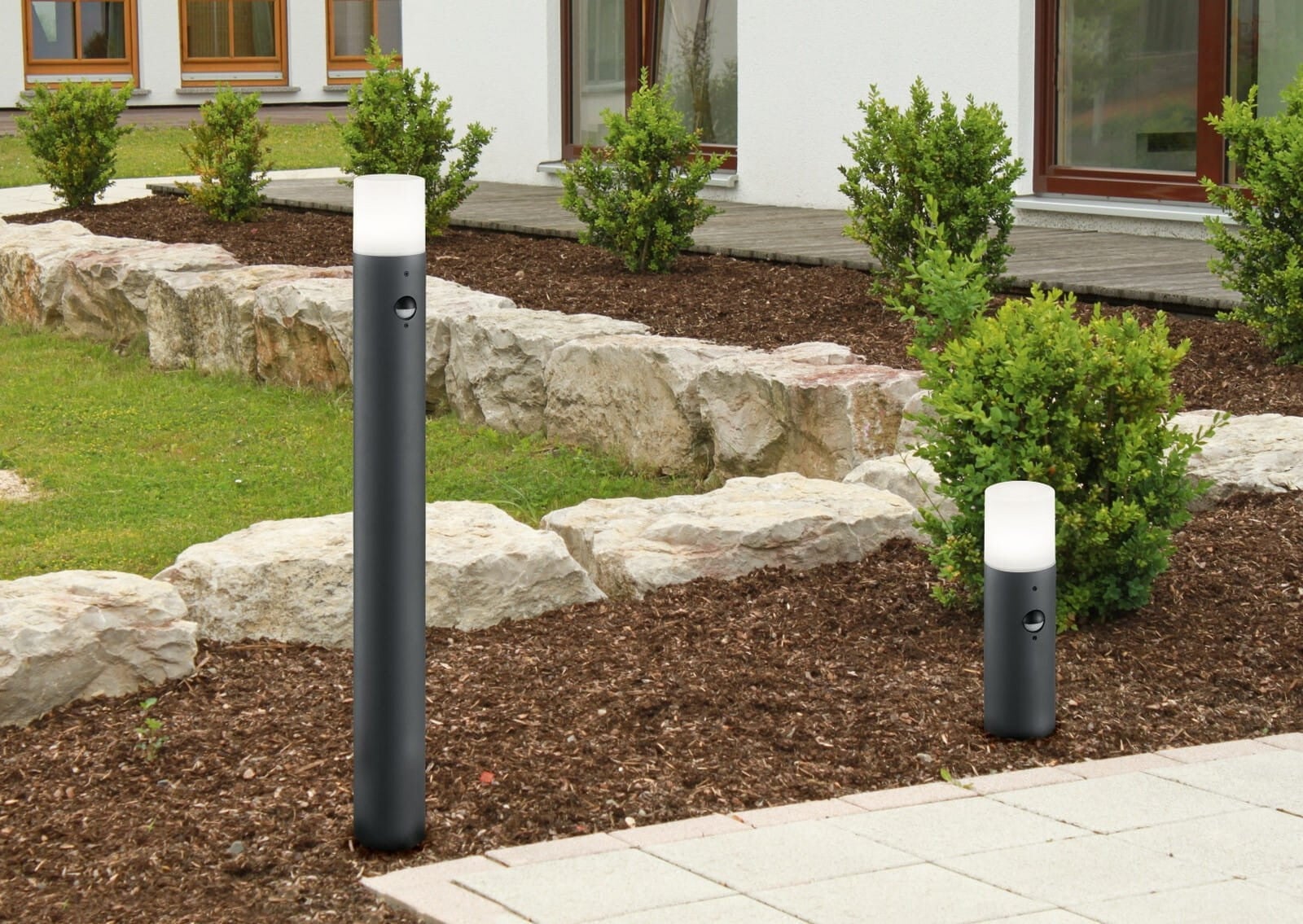 Trio Leuchten Hoosic Buitenpadlamp met bewegingsmelder, aluminium, antraciet/wit