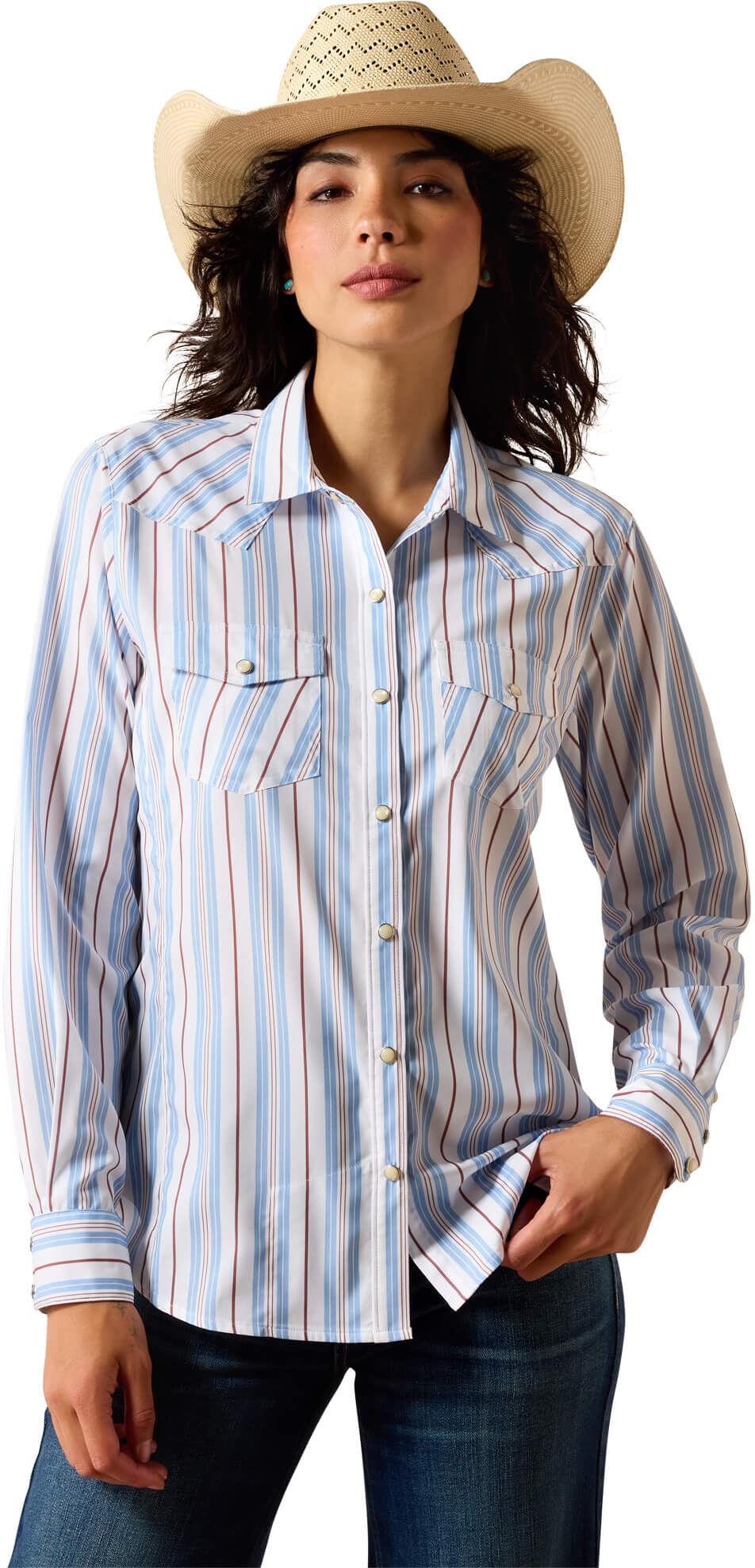 Women's Western VentTEK Shirt in Multicolor Stripe, Size: Large by Ariat