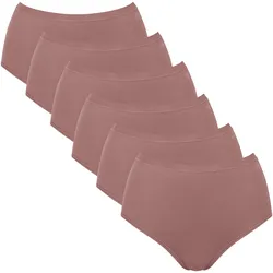 Sloggi Damen Highwaist-Slips, 6er Pack - GO Daily Cotton Highwaist 6P, Unterhose, Stretch-Baumwolle Braun / M