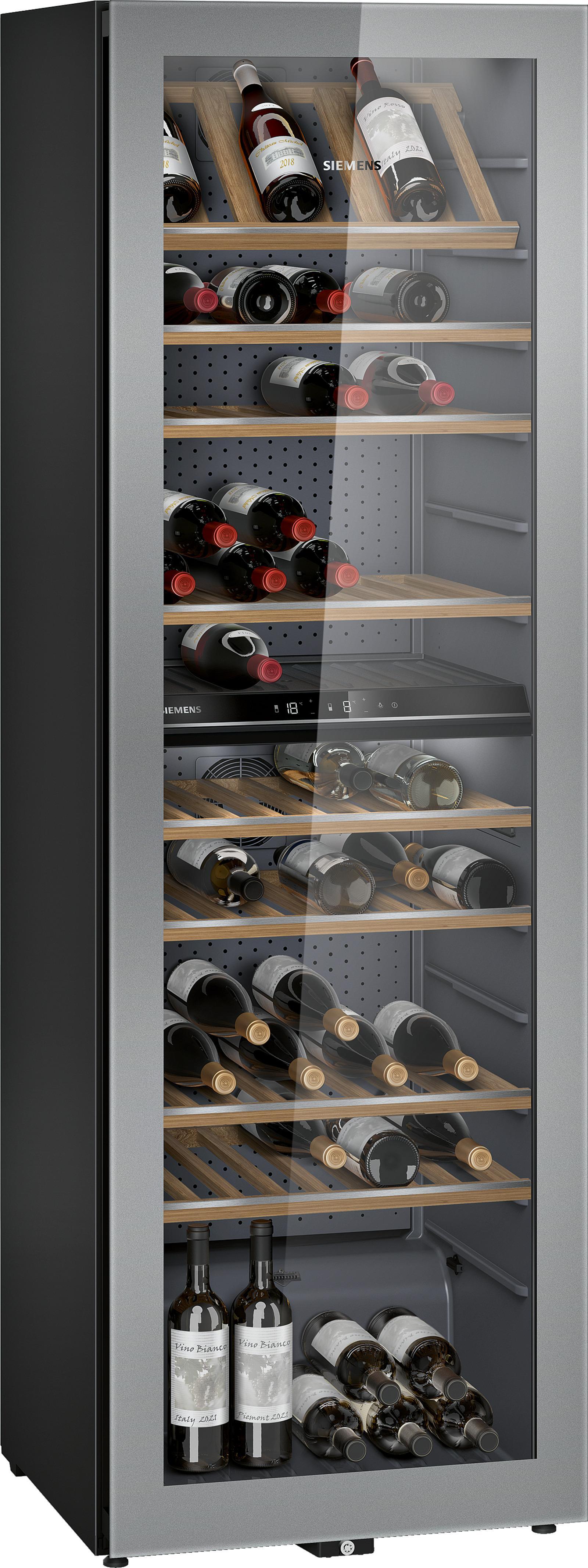 Siemens iQ500 KW36KATGA, Weinkühler mit Kompressor, Freistehend, 199 Flasche(n), 50 W, G, Grau
