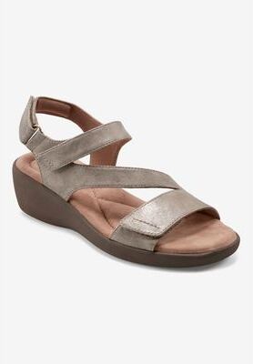 Wide Width Women's The Kimberly Wedge Sandal by Easy Spirit in Gold (Size 9 1/2 W)