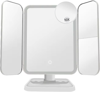Fusion Finds Smart LED Makeup Mirror With Lights Trifold Touch Control Vanity Mirror For Makeup & Travel white With 10x