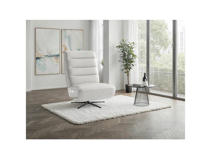 Sit & More Relaxsessel EVE E, Weiß, Metall, Echtleder, Nappaleder, 80x109x98 cm, Liegefunktion, Herz-Waage-Funktion, Sitzfläche 360° drehbar, Wohnzimmer, Sessel, Relaxsessel