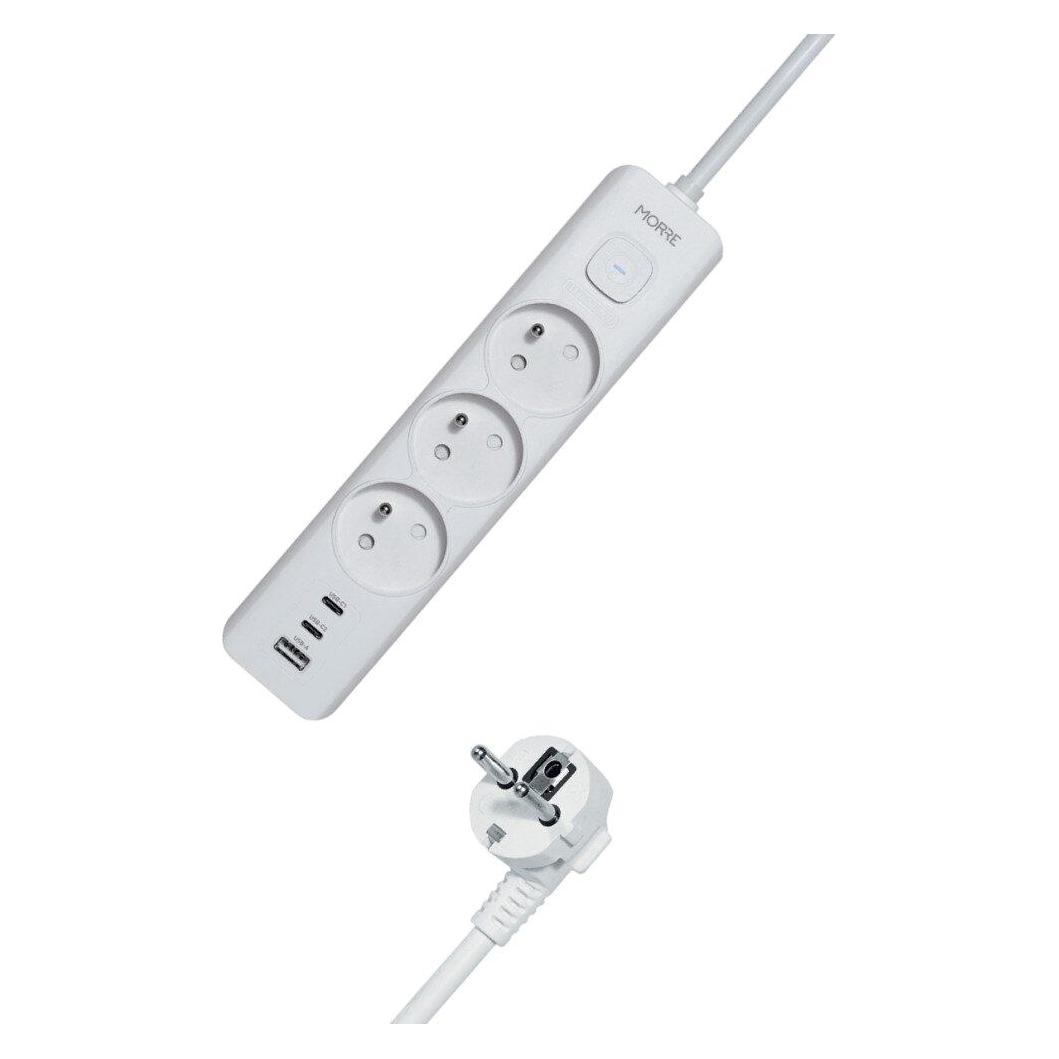 Tiross Netzkabelverlängerung 3G 1,5m 2xUSB-C weiss MORRE M405 (2x, USB-C, 1.50 m) (OTHER)