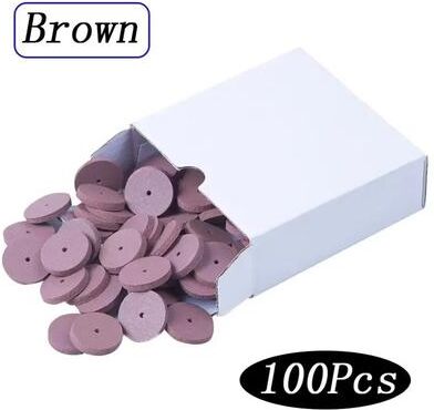 Uplift Essentials 100pcs Dental Silicone Rubber Polishing Wheels For Ceramic Crowns And Porcelain Finishing brown