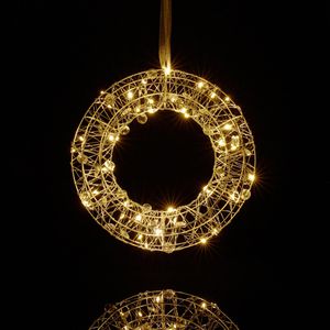 Relaxdays Weihnachtskranz 10044184, Ø 25 cm, LED-Lichtkranz aus Metall, mit 40 LEDs, batteriebetrieben