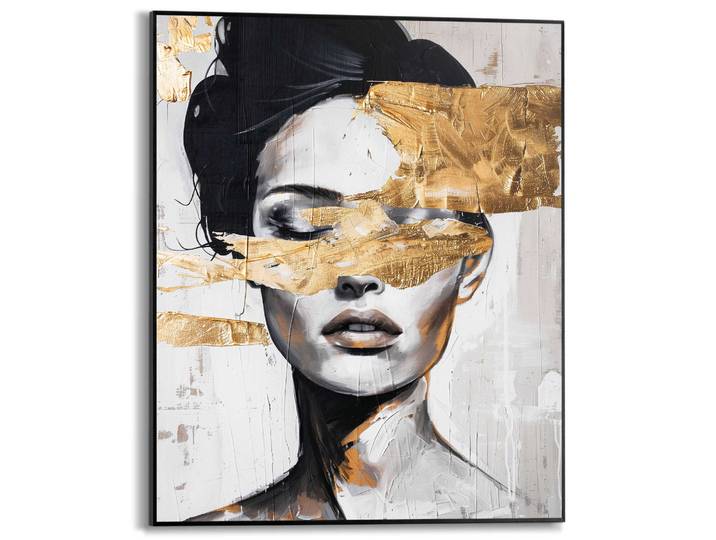 Poster REINDERS Stylish Lady , schwarz (farbe bild(er): schwarz), B:40cm H:50cm T:1,6cm, Bilder, Poster, Wohnzimmer - Schwarz - MDF - Gold - 40x50 cm