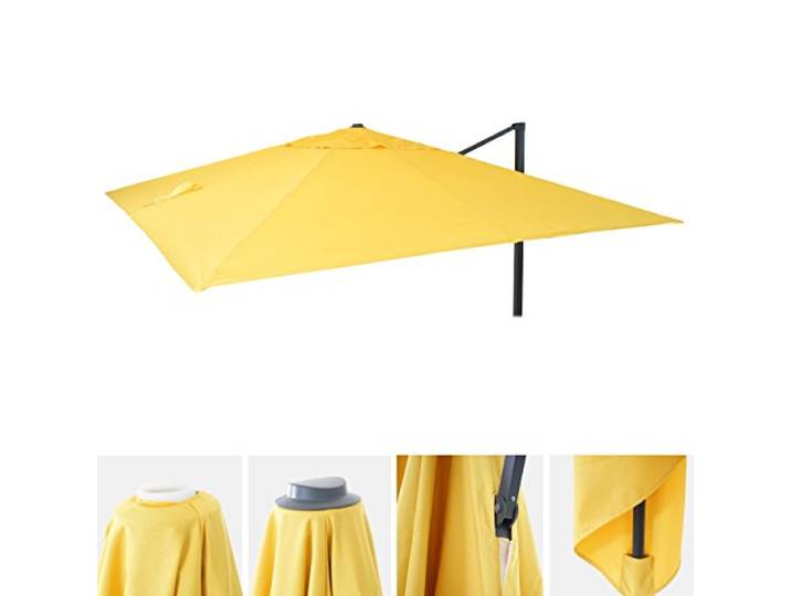 Mendler Ersatz-Bezug für Luxus-Ampelschirm HWC-A96 3,5x3,5m - gelb Sonnenschirmbezug, (Ø4,95m), Polyester