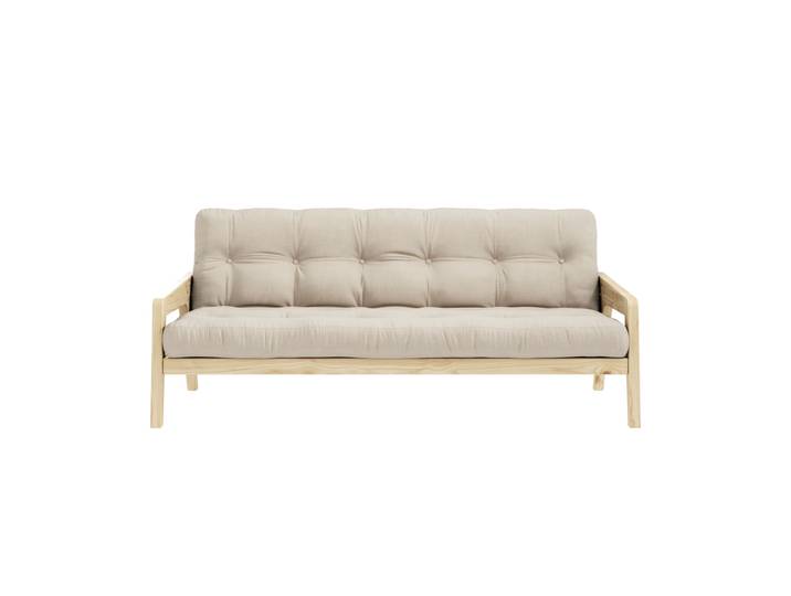 Banquette ajustable GRAB en pin massif naturel avec matelas futon beige 130x190