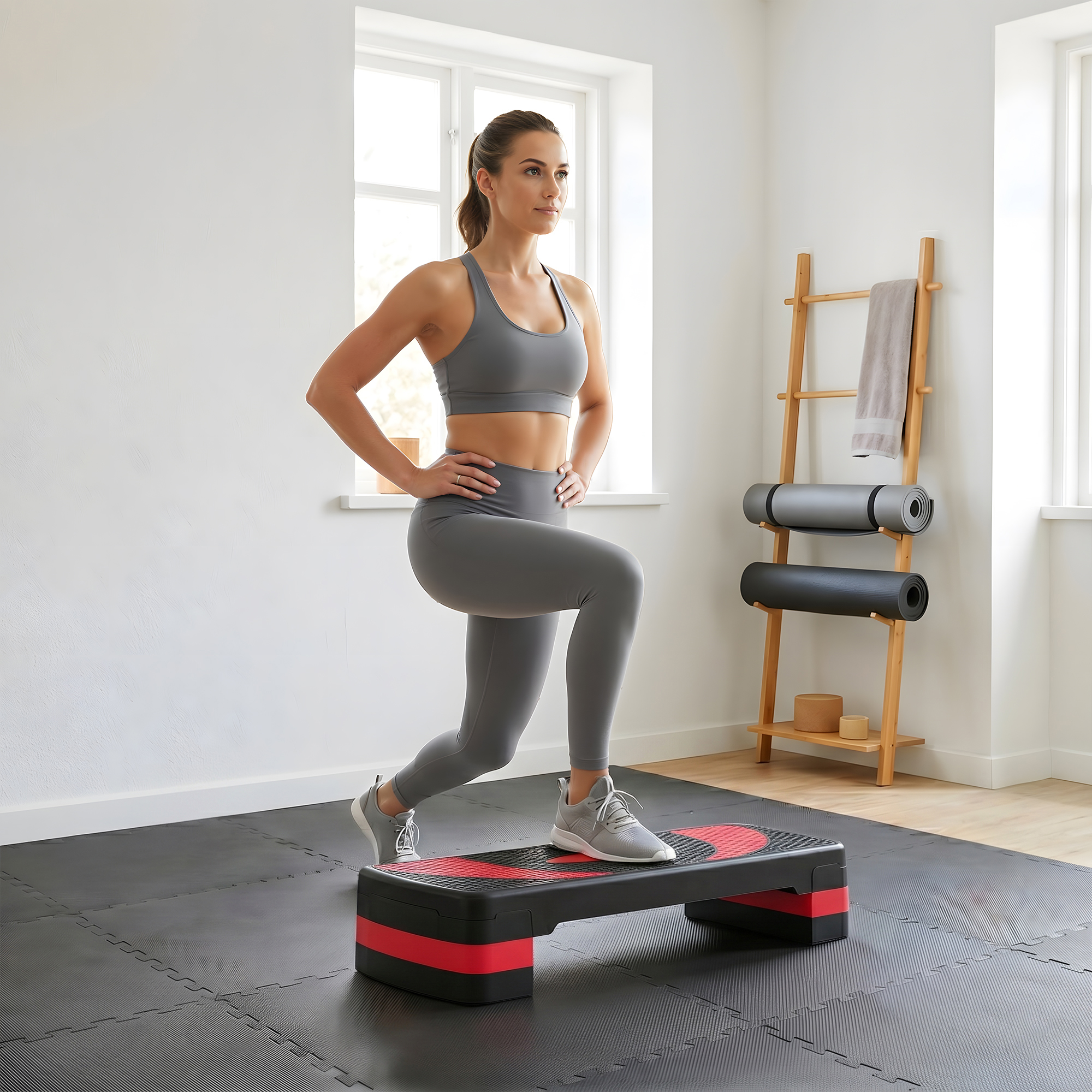 Homcom Step Fitness da Aerobica Regolabile su 3 Altezze, in Plastica, 80x31x10/15/20 cm, Rosso e Nero   Aosom Italy