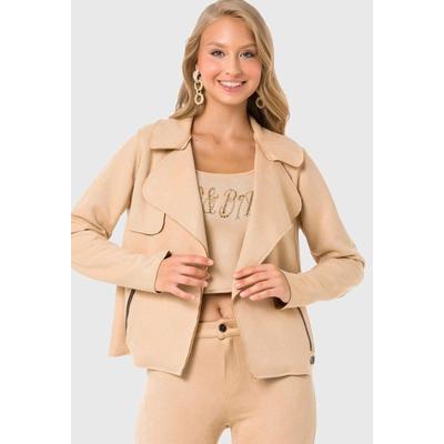 Lederimitatjacke CIPO & BAXX "Cipo & Baxx Jacken", Damen, Gr. XL, braun (stone), Obermaterial: 100% Polyester PES., uni, regular fit, Jacken, in Wildleder-Optik