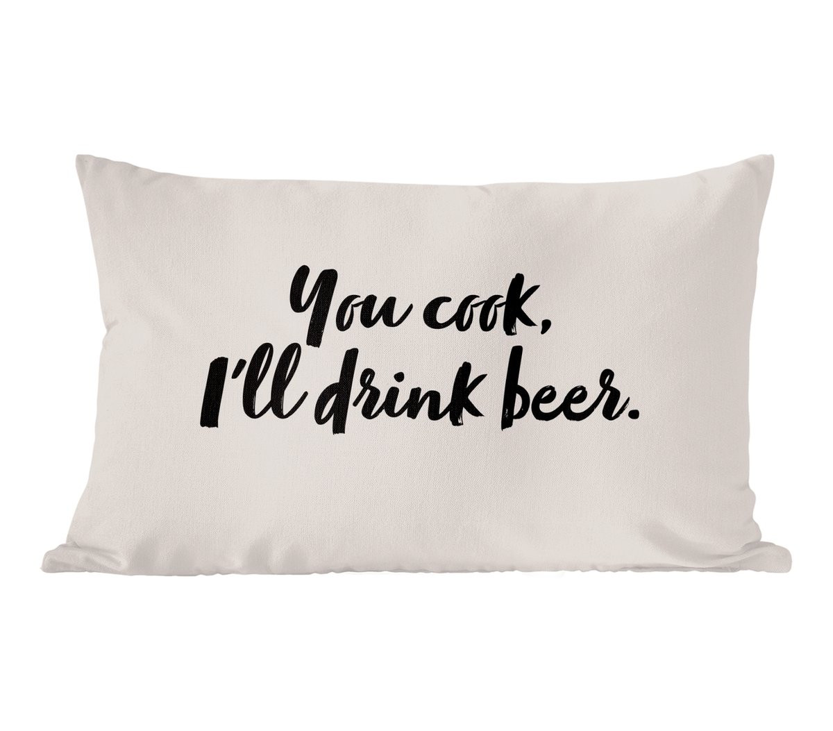 PillowMonkey Sierkussen met Bier en Koken Quote - 60 x 40 cm