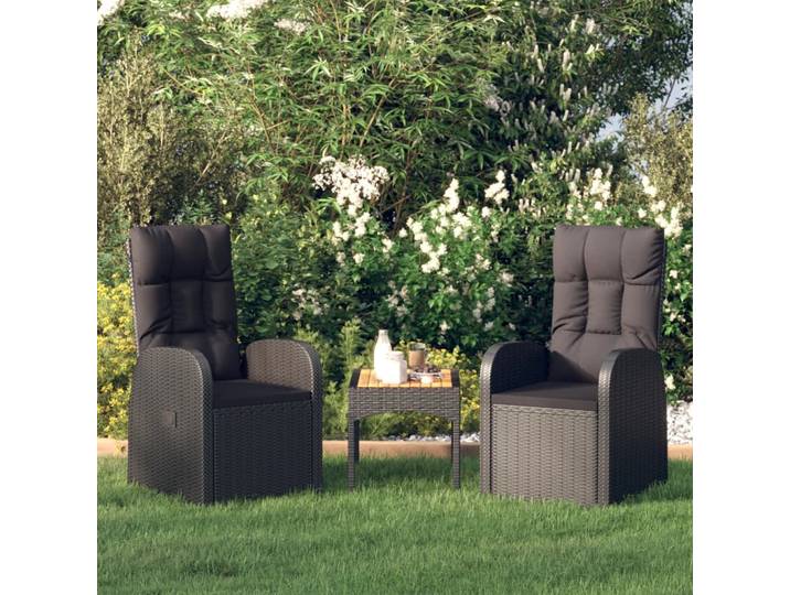vidaXL Garten-Liegestühle 2 Stk. mit Auflagen Poly Rattan Schwarz