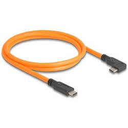 Delock USB-C® Kabel USB-C® Stecker, USB-C® Stecker 1.00 m Orange Gewinkelter Kabelabgang 87961