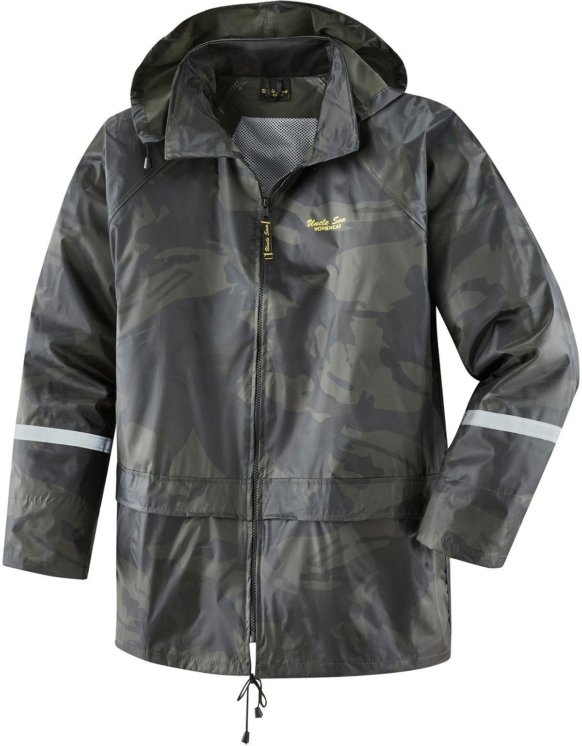 Funktionsjacke UNCLE SAM "Regen", Gr. S, grün (camouflage), Obermaterial: 100% Polyester PES., Jacken Funktionsjacke