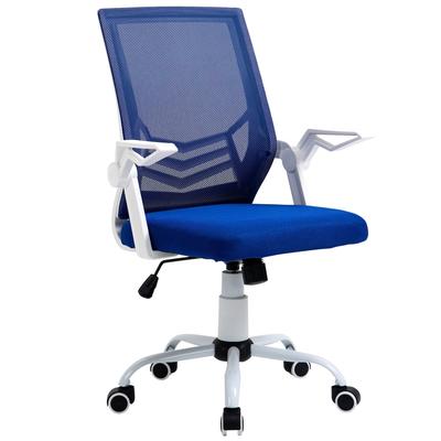 Vinsetto Bürostuhl ergonomisch Lendenstütze klappbaren Armlehnen Netz neigbar höhenverstellbar 120kg/Blau