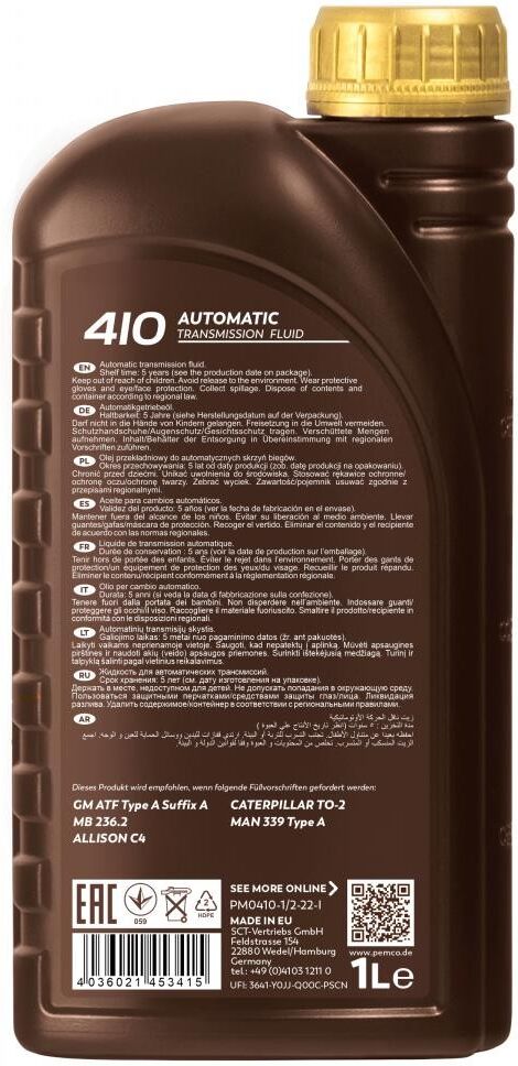 PEMCO PM0410-1 Olie, automatische transmissie (ATF)