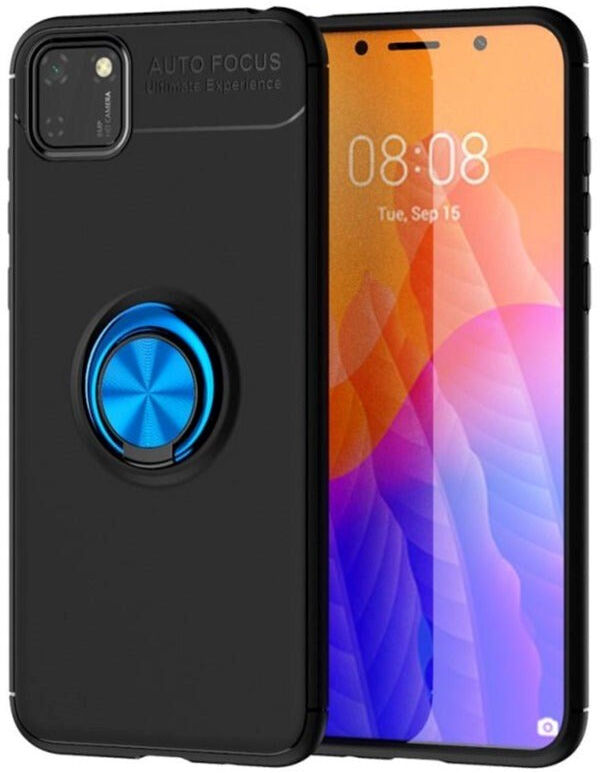 INCOVER Huawei Y5p Magnetisk Kickstand Sort M. Blå Ring