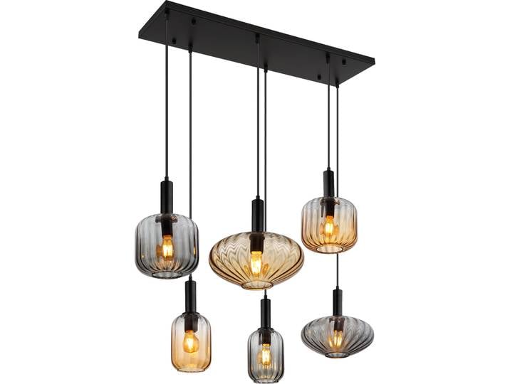 Suspension\, métal\, noir mat\, verre