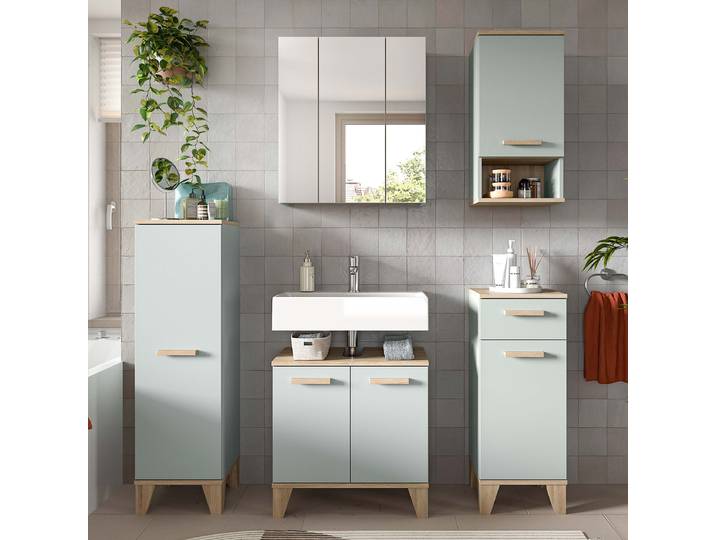 Ensemble de salle de bain Star 5 pièces 158 x 190 x 34cm Vert/Bois Sans éclairage