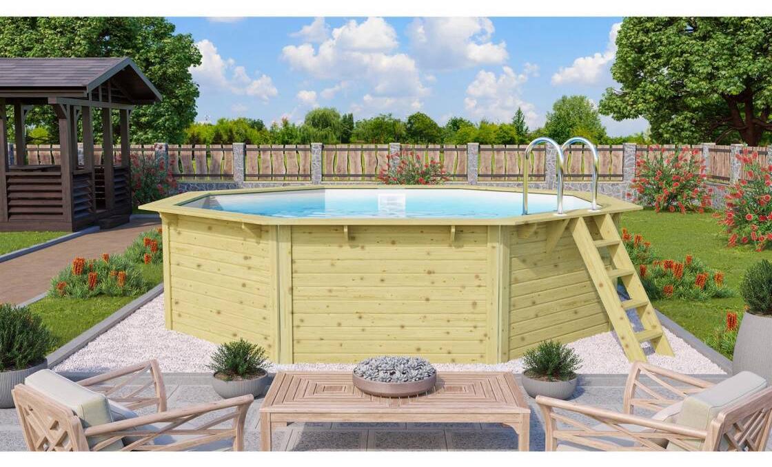Trend Holzpool Set Achteck 470x470cm Innenhülle weiss 0,8mm : 470x470cm : weiß