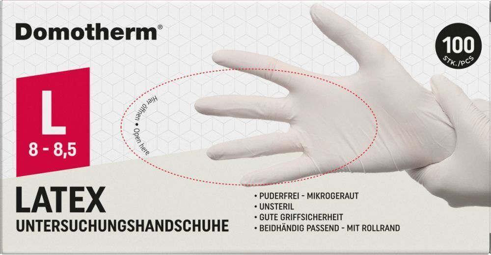 Domotherm Unt.Handschuhe Latex unsteril pf L weiß 100 St Handschuhe